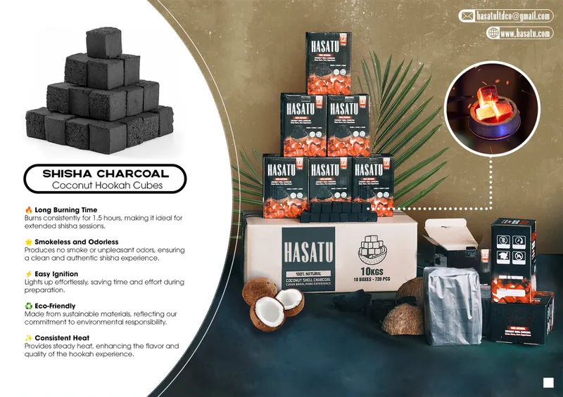Sản phẩm SHISHA CHARCOAL 1132x800 — Than Không Khói HASATU - Công Ty TNHH Xuất Nhập Khẩu HASATU — MST 2200807637