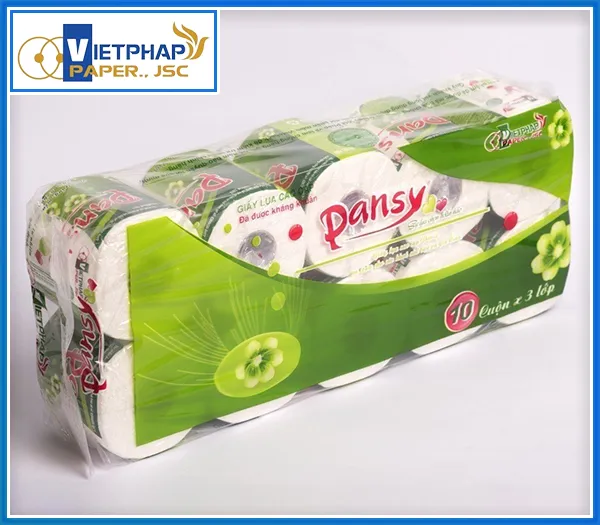 Sản phẩm Gvs 10 cuon 3 lop Pansy hoa boc tung cuon — Giấy Vệ Sinh Việt Pháp - Công Ty Cổ Phần Giấy Việt Pháp — MST 2300891689