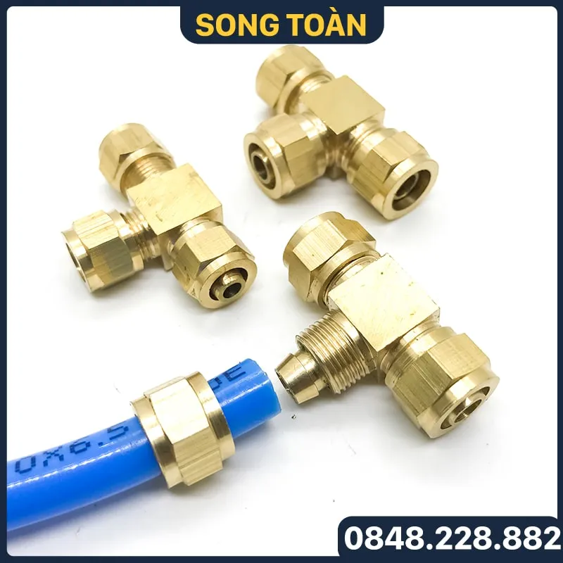 Sản phẩm te 3 dau cam ong pu siet tan rac co tee two touch fittings dong thau 1 — Công Ty Cổ Phần Đầu Tư Sản Xuất Và Thương Mại (STG) Song Toàn — MST 2301096274