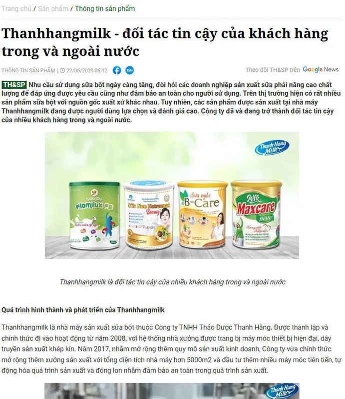 Sản phẩm bao chi san pham — Gia Công Sữa Thanh Hằng - Công Ty TNHH Thảo Dược Thanh Hằng — MST 2400397762