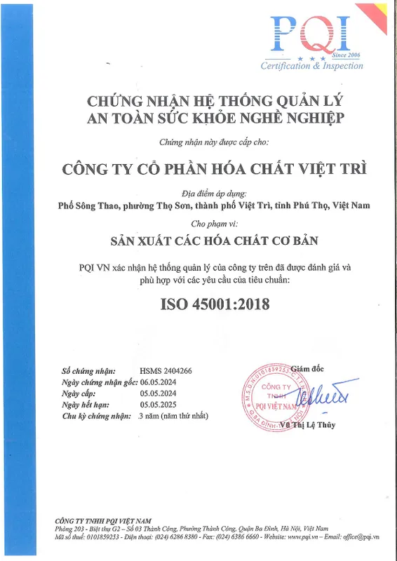 Sản phẩm 5GCN — Hóa Chất VITRICHEM - Công Ty Cổ Phần Hóa Chất Việt Trì — MST 2600108217