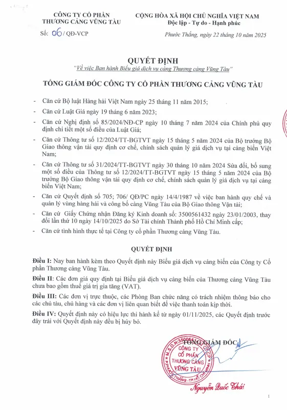 Sản phẩm Bieu cuoc Vcp 11 2025 images 0 — Công Ty Cổ Phần Thương Cảng Vũng Tàu — MST 3500561432