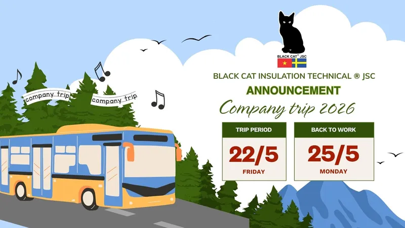 Sản phẩm black cat jsc thong bao nghi di company trip ENG — Công Ty Cổ Phần Kỹ Thuật Nhiệt Mèo Đen — MST 3500773109