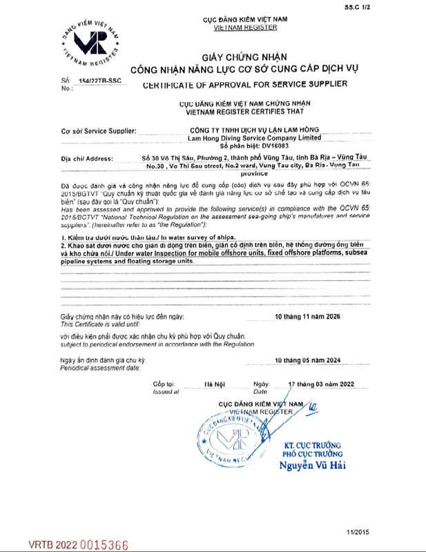 Sản phẩm C VR — Công Ty TNHH Dịch Vụ Lặn Lam Hồng — MST 3502251080