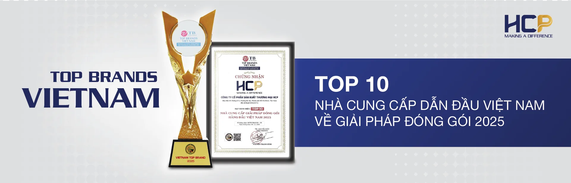 Sản phẩm Top Brands Vietnam HCP VIE — Công Ty Cổ Phần Sản Xuất Thương Mại HCP — MST 3502283741