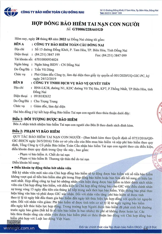 Sản phẩm bhtncn1 — Chi Nhánh Đồng Nai - Công Ty TNHH Dịch Vụ Bảo Vệ Quyết Tiến — MST 3600448695