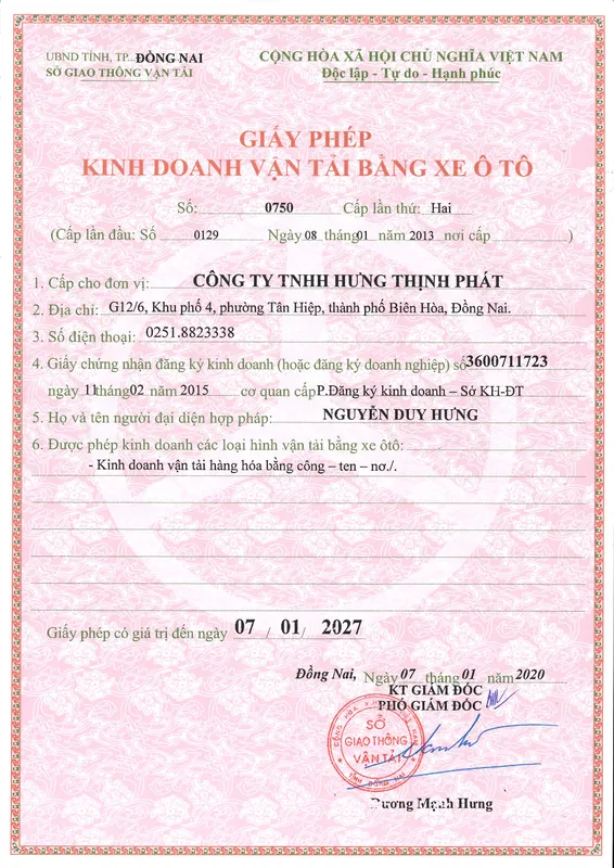 Sản phẩm GPVT HTP 2020 2 — Logistics Hưng Thịnh Phát - Công Ty TNHH Hưng Thịnh Phát — MST 3600711723