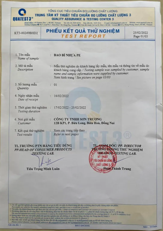 Sản phẩm ROSH1 — Bao Bì Nhựa Sơn Trương - Công Ty TNHH Sơn Trương — MST 3600733117