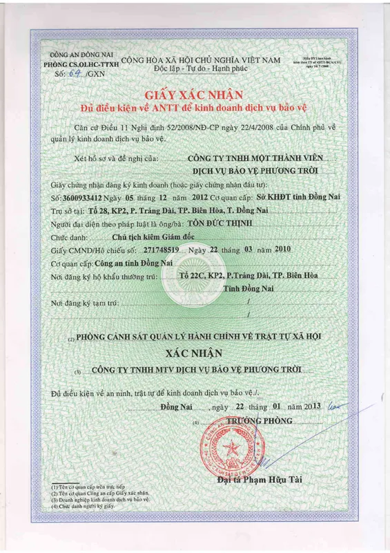 Sản phẩm 581 — Dịch vụ Bảo Vệ PT Security - Công Ty Cổ Phần Tổng Công Ty Đầu Tư Phương Trời — MST 3600933412