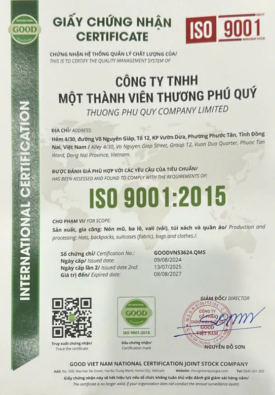 Sản phẩm chá»©ng chá»‰ thay — Gia Công Mũ Nón Thương Phú Quý - Công Ty TNHH Một Thành Viên Thương Phú Quý — MST 3603409969