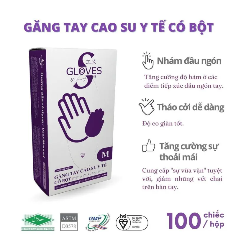 Sản phẩm Gang tay cao su Sgloves Latex co bot 4.9g 4 — Công Ty TNHH Huy Hoàn Trang — MST 3603440687
