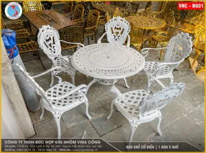 Sản phẩm ban ghe co dien  1 ban 5 ghe  vnc bg01 — Công Ty Trách Nhiệm Hữu Hạn Đúc Hợp Kim Nhôm Vi Na Cổng — MST 3603473717