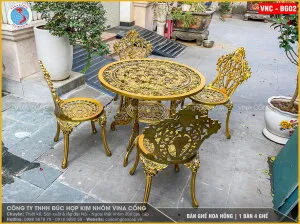 Sản phẩm ban ghe hoa hong  1 ban 4 ghe  vnc bg02 — Công Ty Trách Nhiệm Hữu Hạn Đúc Hợp Kim Nhôm Vi Na Cổng — MST 3603473717