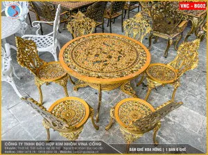Sản phẩm ban ghe hoa hong  1 ban 6 ghe  vnc bg02 — Công Ty Trách Nhiệm Hữu Hạn Đúc Hợp Kim Nhôm Vi Na Cổng — MST 3603473717