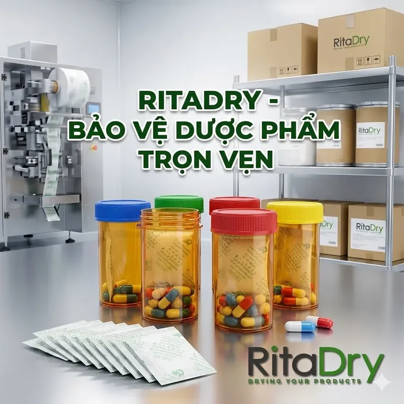 Sản phẩm goi hut am silica gel duoc pham — Hạt Chống ẩm RITA - Công Ty TNHH Sản Xuất Hút ẩm RITA — MST 3603645042