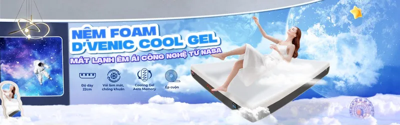 Sản phẩm nem foam dvenic cool gel 1536x480 — Công Ty Cổ Phần Đầu Tư Và Phát Triển Kinh Doanh Hoàng Phát — MST 3603658186
