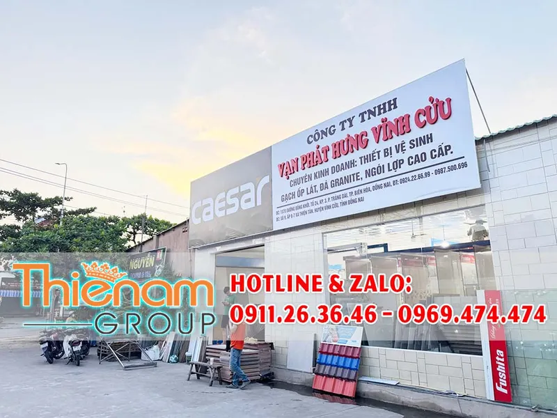 Sản phẩm thi cong bang hieu ton hiflex chuoi dai ly caesar tai bien hoa1 — Công Ty TNHH Mỹ Thuật Thiên Nam Group — MST 3603933058