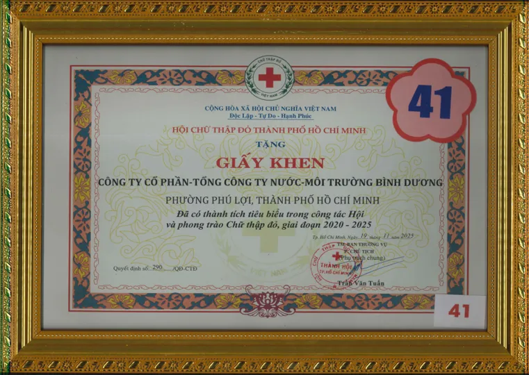 Sản phẩm giay khen hoi chu thap do tphcm  phong trao chu thap do 2020  2025 2026 01 12 14 24 55 — Công Ty CP - Tổng Công Ty Nước - Môi Trường Bình Dương — MST 3700145694