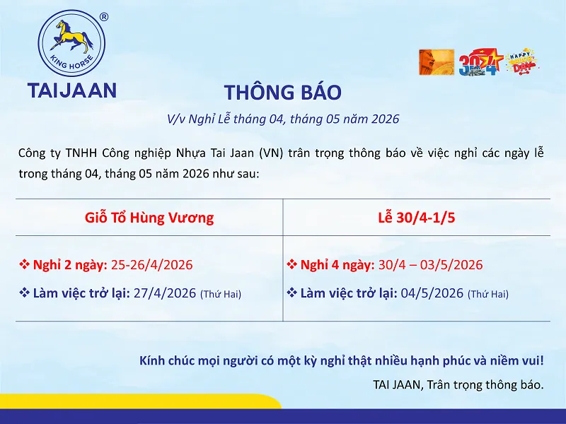 Sản phẩm Thong bao nghi le Mau 1 1 — Công Ty TNHH Công Nghiệp Nhựa Tai Jaan — MST 3700575827