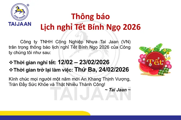 Sản phẩm Thong bao Nghi Tet Am lich 2026 1 — Công Ty TNHH Công Nghiệp Nhựa Tai Jaan — MST 3700575827