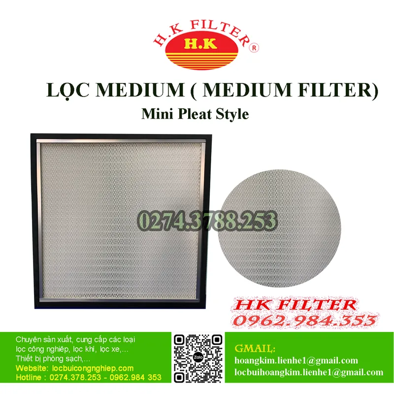 Sản phẩm medium mini pleat — Công Ty TNHH Lưới Lọc Hoàng Kim — MST 3700638033