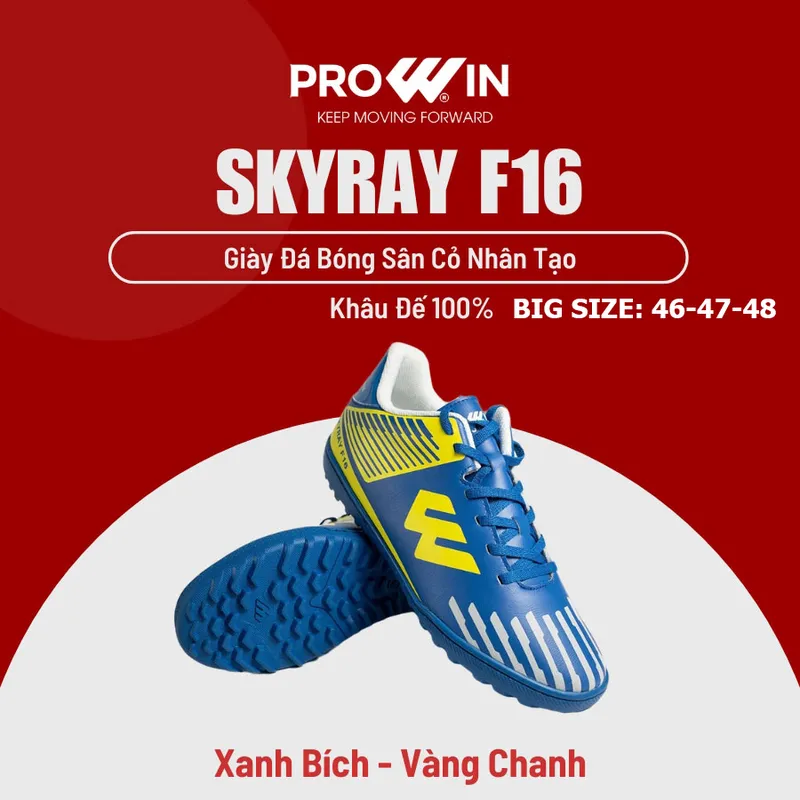 Sản phẩm giay bong da san co nhan tao skyray f16 xanhbichvangchanh big size prowin — Giày Thể Thao Prowin - Công Ty TNHH Nam Bình — MST 3700799305