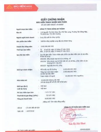 Sản phẩm 6234877508513180 — Công Ty TNHH Dũng An Thành — MST 3701851886