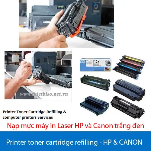 Sản phẩm Printer Cartridge Refill Nap muc may in HP Canon trang den — Công Ty TNHH Thương Mại Dịch Vụ Thiết Bị Số Hoàn Mỹ — MST 3701990417