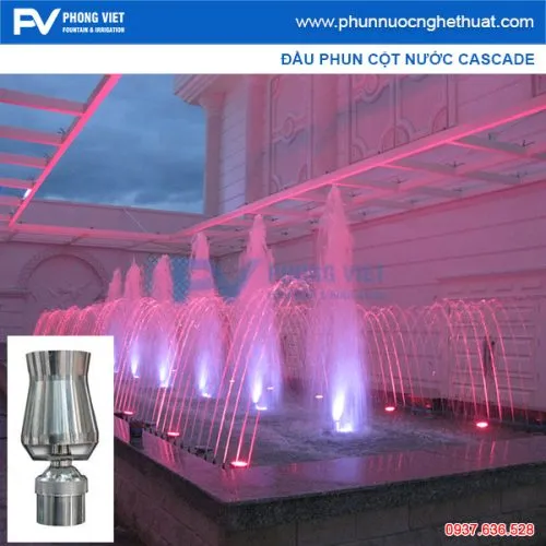 Sản phẩm dau phun cot nuoc cascade hinh cay thong inox 500x500 — Phun Nước Nghệ Thuật Phong Việt - Công Ty TNHH Phun Nước Phong Việt — MST 3702069826
