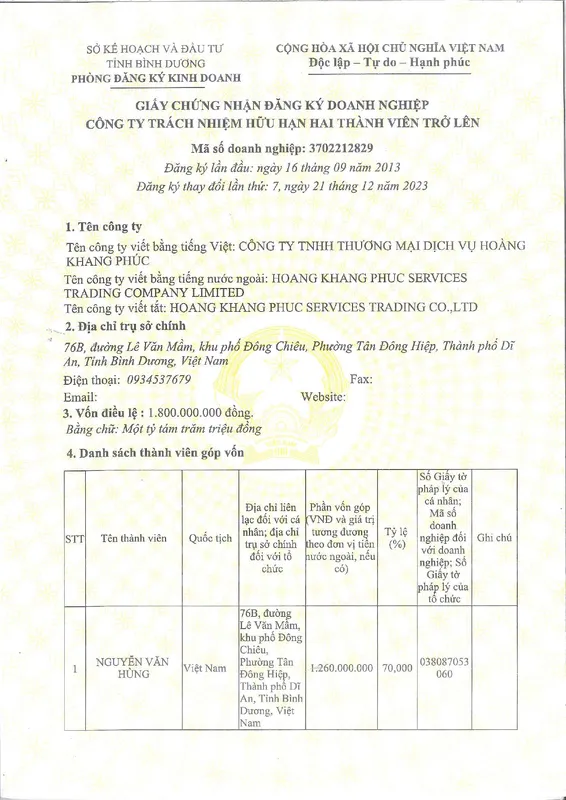 Sản phẩm giay phep kinh doanh_page 0001 — Công Ty TNHH Thương Mại Dịch Vụ Hoàng Khang Phúc — MST 3702212829