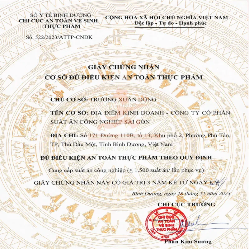 Sản phẩm suat an can tin truong hoc 3 — Công Ty CP Suất Ăn Công Nghiệp Sài Gòn — MST 3702343758