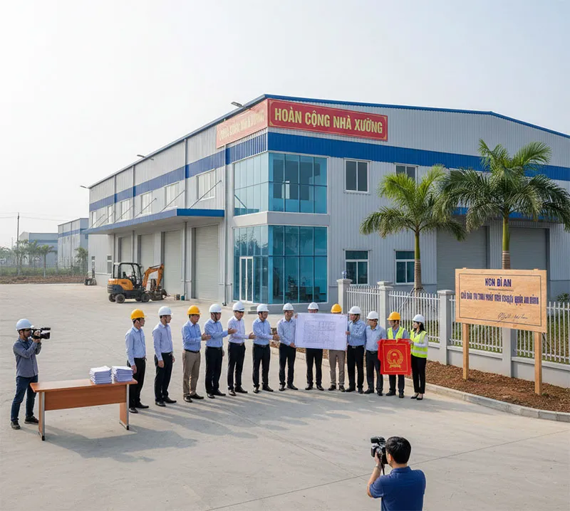 Sản phẩm Lam hoan cong nha xuong tai KCN Di An — Công Ty TNHH Một Thành Viên Cơ Khí Xây Dựng Nasa Bình Dương — MST 3702402629