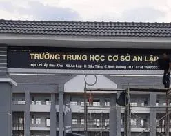 Sản phẩm thi cong chu inox vang cho truong thcs an lap20222 — Công Ty Quảng Cáo Kiến An — MST 3702438343