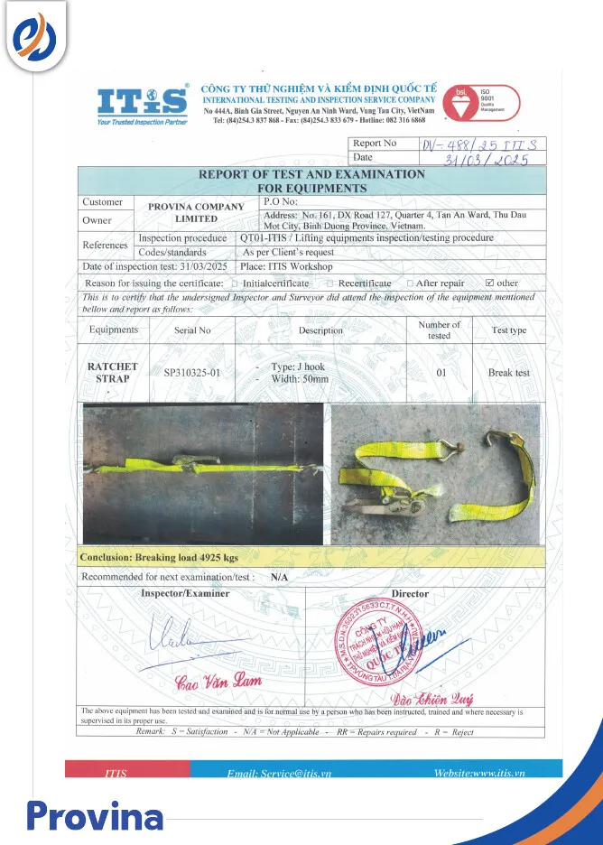 Sản phẩm giay kiem dinh 1.jpg — Công Ty TNHH Provina - Dây Chằng Hàng, Dây Cáp Vải Cẩu Hàng — MST 3702445319