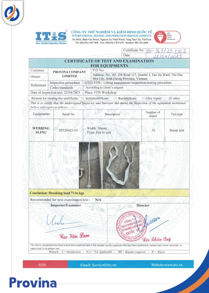 Sản phẩm giay kiem dinh 10.jpg — Công Ty TNHH Provina - Dây Chằng Hàng, Dây Cáp Vải Cẩu Hàng — MST 3702445319