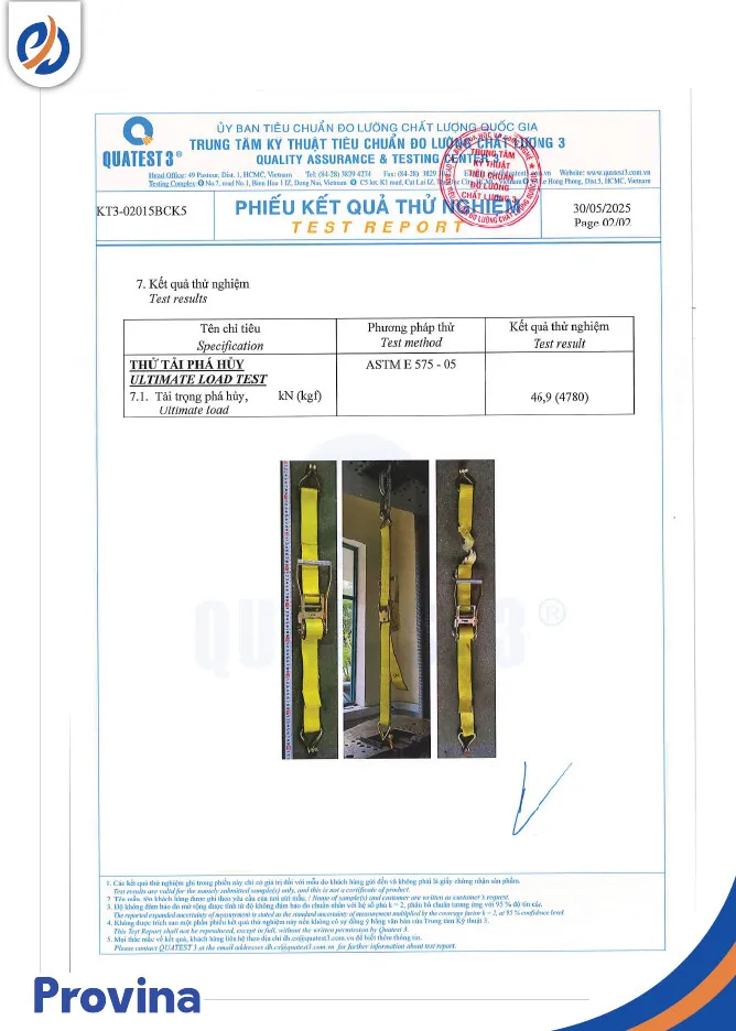 Sản phẩm giay kiem dinh 14.jpg — Công Ty TNHH Provina - Dây Chằng Hàng, Dây Cáp Vải Cẩu Hàng — MST 3702445319