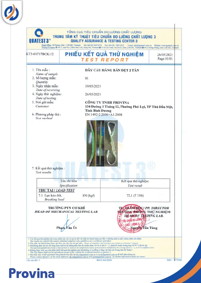 Sản phẩm giay kiem dinh 3.jpg — Công Ty TNHH Provina - Dây Chằng Hàng, Dây Cáp Vải Cẩu Hàng — MST 3702445319