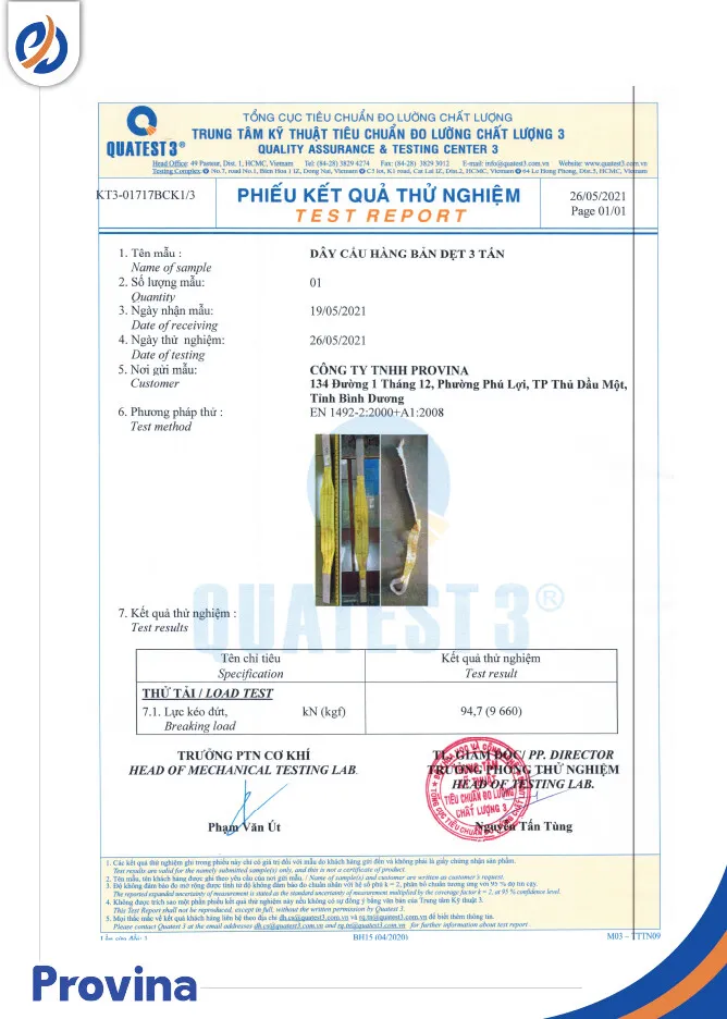 Sản phẩm giay kiem dinh 4.jpg — Công Ty TNHH Provina - Dây Chằng Hàng, Dây Cáp Vải Cẩu Hàng — MST 3702445319