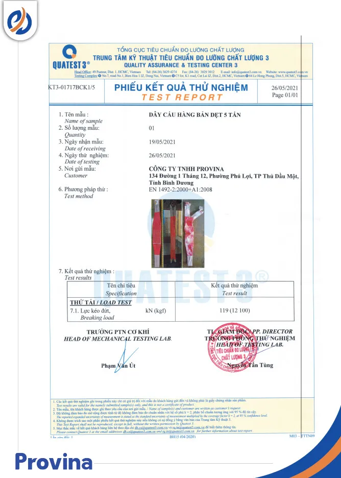 Sản phẩm giay kiem dinh 6.jpg — Công Ty TNHH Provina - Dây Chằng Hàng, Dây Cáp Vải Cẩu Hàng — MST 3702445319