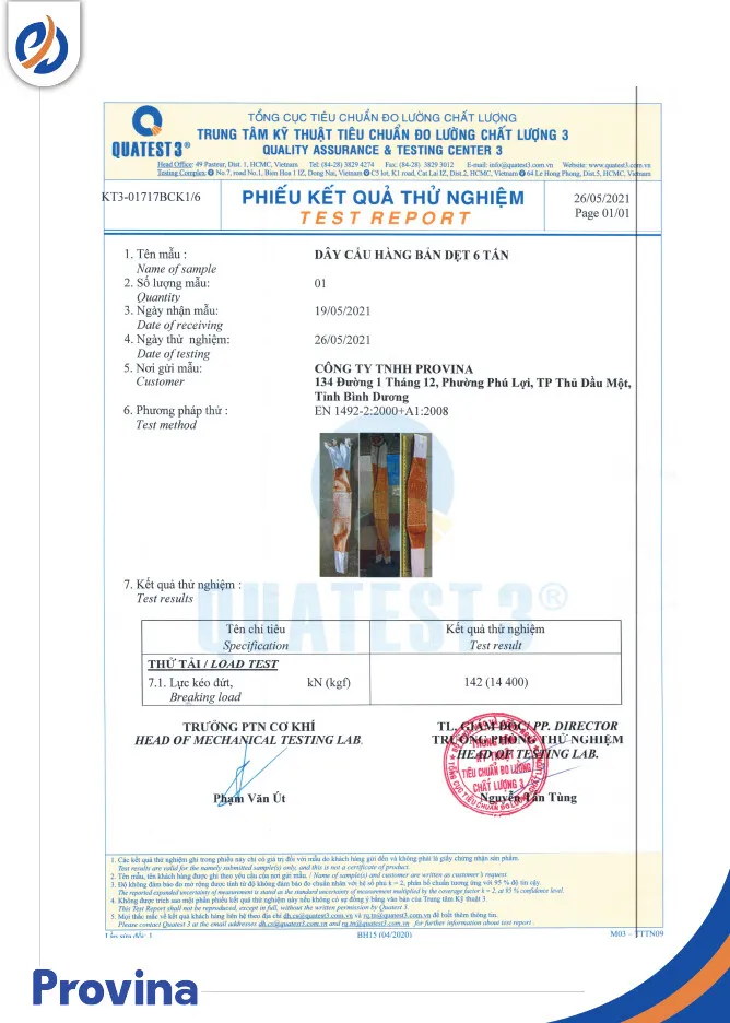 Sản phẩm giay kiem dinh 7.jpg — Công Ty TNHH Provina - Dây Chằng Hàng, Dây Cáp Vải Cẩu Hàng — MST 3702445319