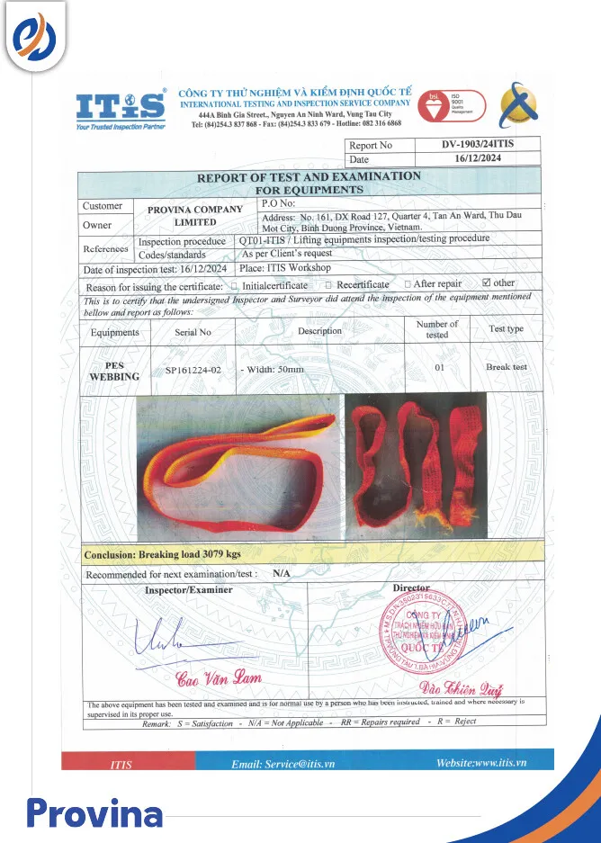 Sản phẩm giay kiem dinh 9.jpg — Công Ty TNHH Provina - Dây Chằng Hàng, Dây Cáp Vải Cẩu Hàng — MST 3702445319