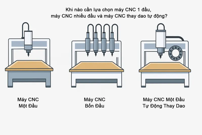 Sản phẩm Khi nao can lua chon may CNC 1 dau may CNC nhieu dau va may CNC thay dao tu dong 1366x911 — Công Ty TNHH Thương Mại Dịch Vụ Long Phát CNC — MST 3702461198