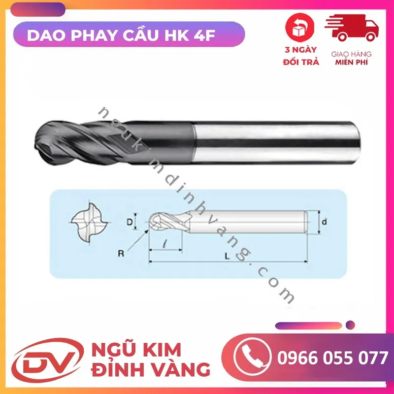 Sản phẩm Dao Phay Cau Hop Kim 4F — Công Ty TNHH Một Thành Viên Ngũ Kim Đỉnh Vàng — MST 3702503017