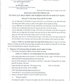 Sản phẩm 26032026 xd binh duong dang ky cong bo thong tin 4026 — Công Ty TNHH Tư Vấn Kiểm Định Và Xây Dựng Bình Dương — MST 3702524948