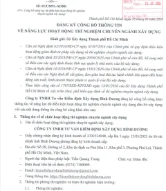 Sản phẩm dang ky cong bo thong tin ve nang luc hoat dong thi nghiem chuyen nganh xay dung 8554 — Công Ty TNHH Tư Vấn Kiểm Định Và Xây Dựng Bình Dương — MST 3702524948