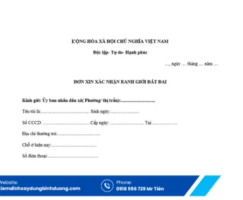 Sản phẩm mau don xin xac nhan lai ranh gioi dat moi nhat 2026 3103 — Công Ty TNHH Tư Vấn Kiểm Định Và Xây Dựng Bình Dương — MST 3702524948