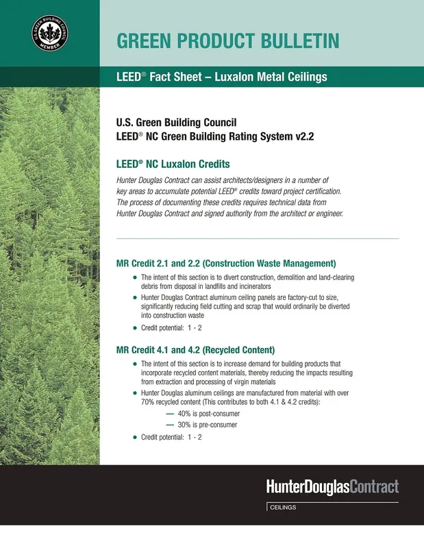 Sản phẩm Leed HDCWGreenBulletins 1 — Công Ty TNHH Hunter Douglas Indochina — MST 3702538066