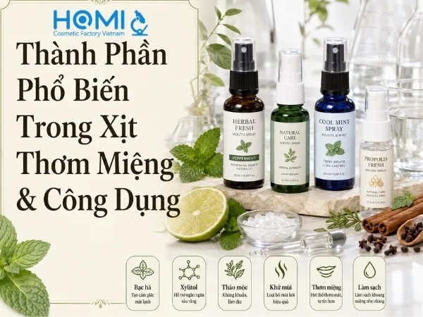 Sản phẩm Thanh Phan Pho Bien Trong Xit Thom Mieng Cong Dung — Công Ty TNHH Dược Mỹ Phẩm Homi — MST 3702595748