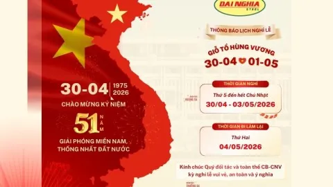 Sản phẩm thong bao lich nghi le dai nghia steel 1 — Công Ty TNHH Cơ Khí Công Nghiệp Đại Nghĩa — MST 3702682454
