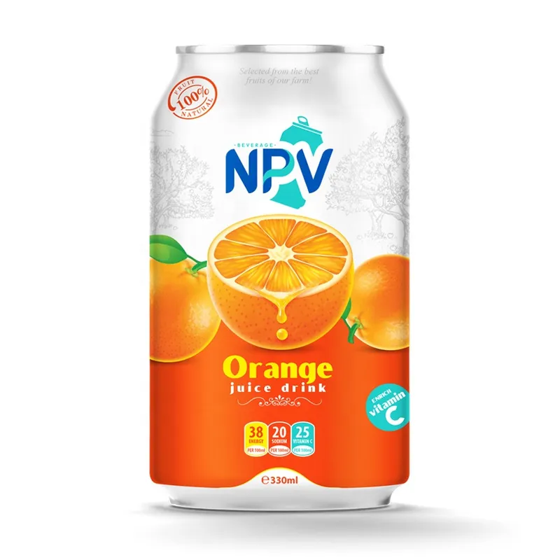 Sản phẩm Manufacturer NPV Beverage 330ml Orange Fruit Juice — Công Ty TNHH Nước Giải Khát Nguyên Phẩm Việt — MST 3702775652